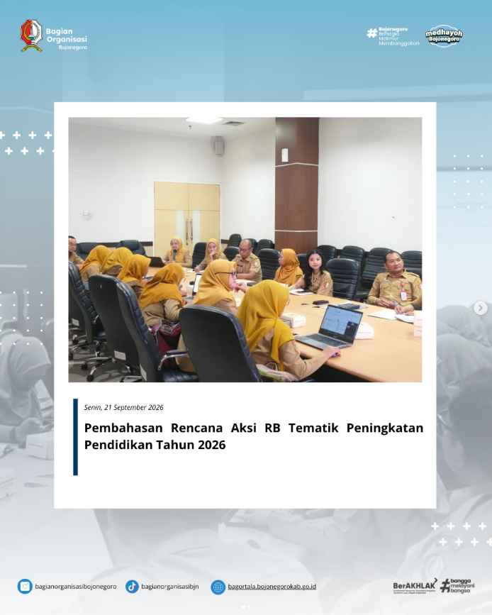 Pembahasan Rencana Aksi (Renaksi) Reformasi Birokrasi (RB) Tematik Peningkatan Pendidikan