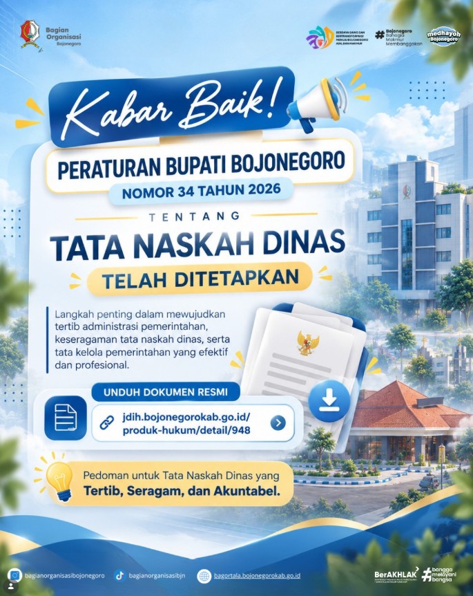 Peraturan Bupati Bojonegoro tentang Tata Naskah Dinas Telah Ditetapkan!